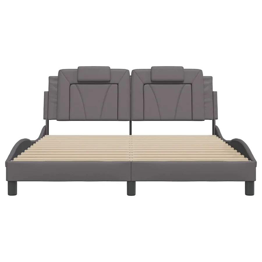 Cadre de lit Viana sans matelas gris 160x200 cm similicuir - 4