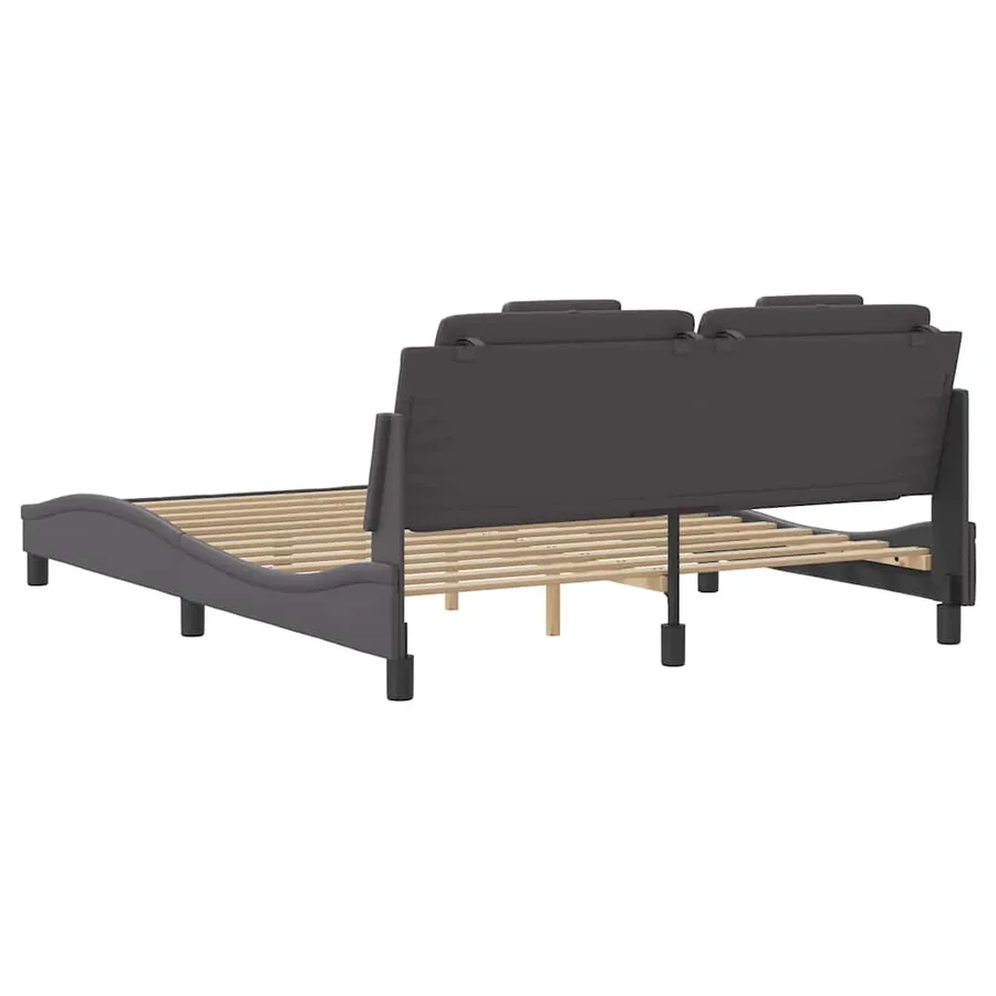 Cadre de lit Viana sans matelas gris 160x200 cm similicuir - 6