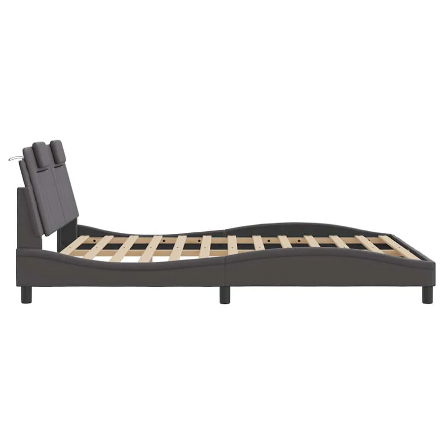 Cadre de lit Viana sans matelas gris 160x200 cm similicuir - 7