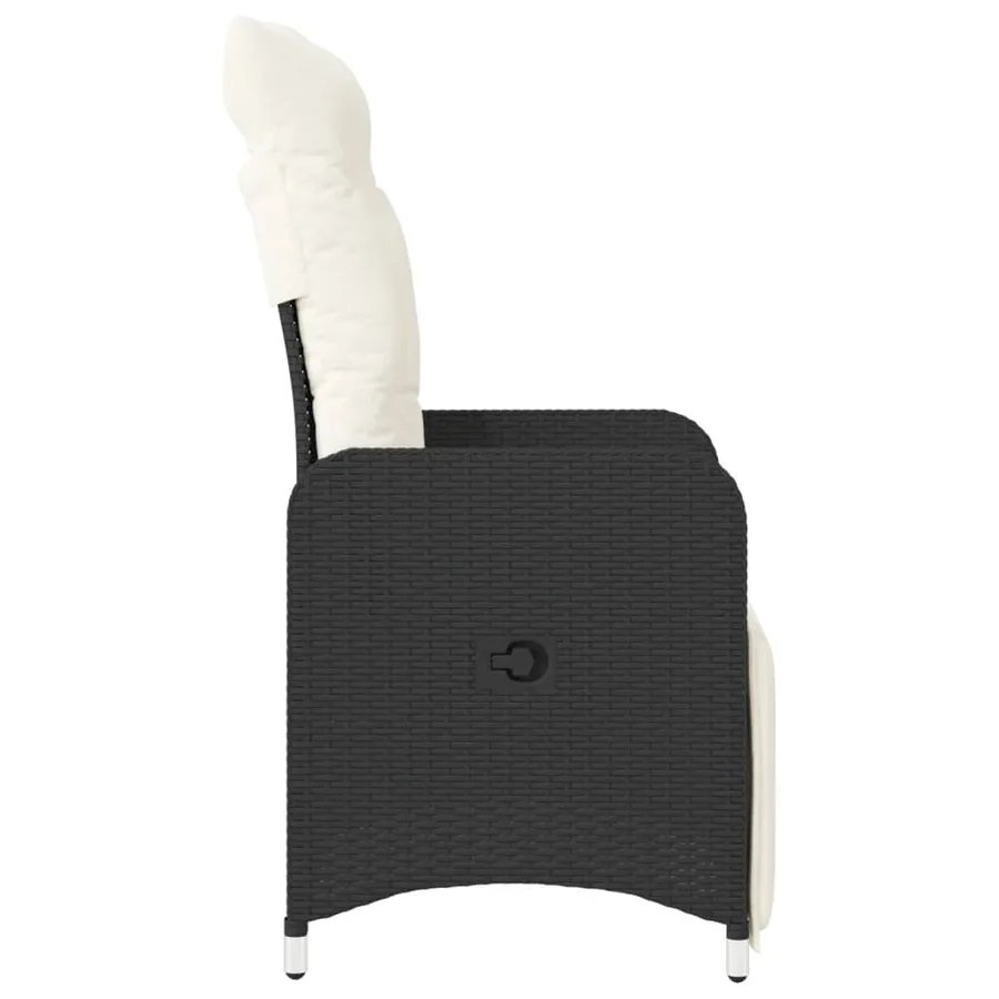 Chaise inclinable de jardin avec coussins noir résine tressée - 5