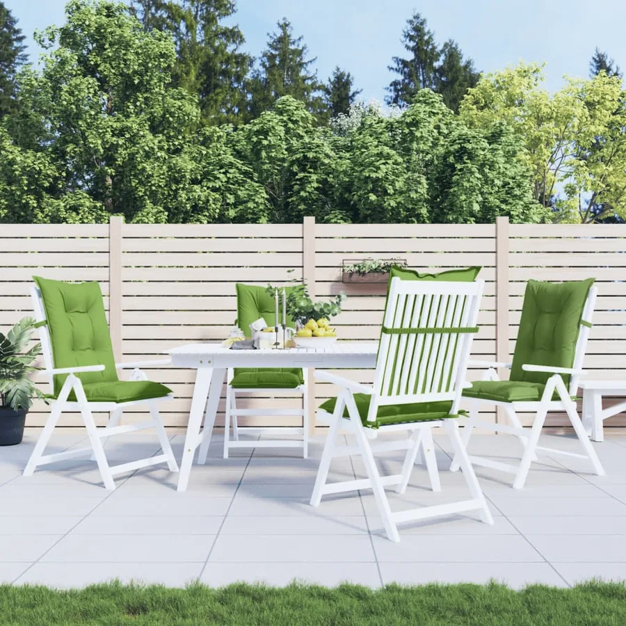 Coussins de chaise à dossier haut lot de 4 vert mélangé tissu - 3