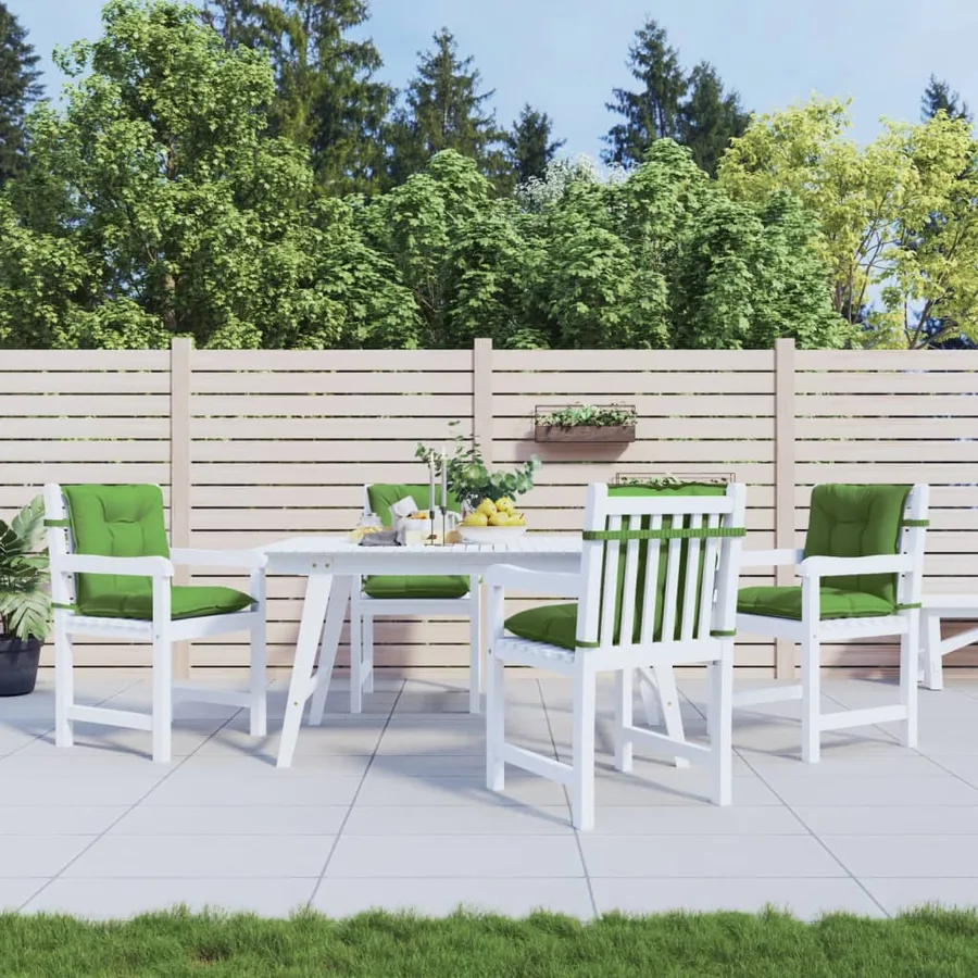 Coussins de chaise à dossier bas lot de 4 vert mélangé tissu - 3