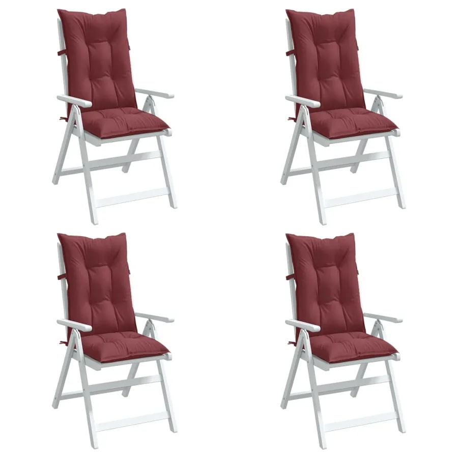 Coussins de chaise dossier haut lot de 4 rouge bordeaux mélangé
