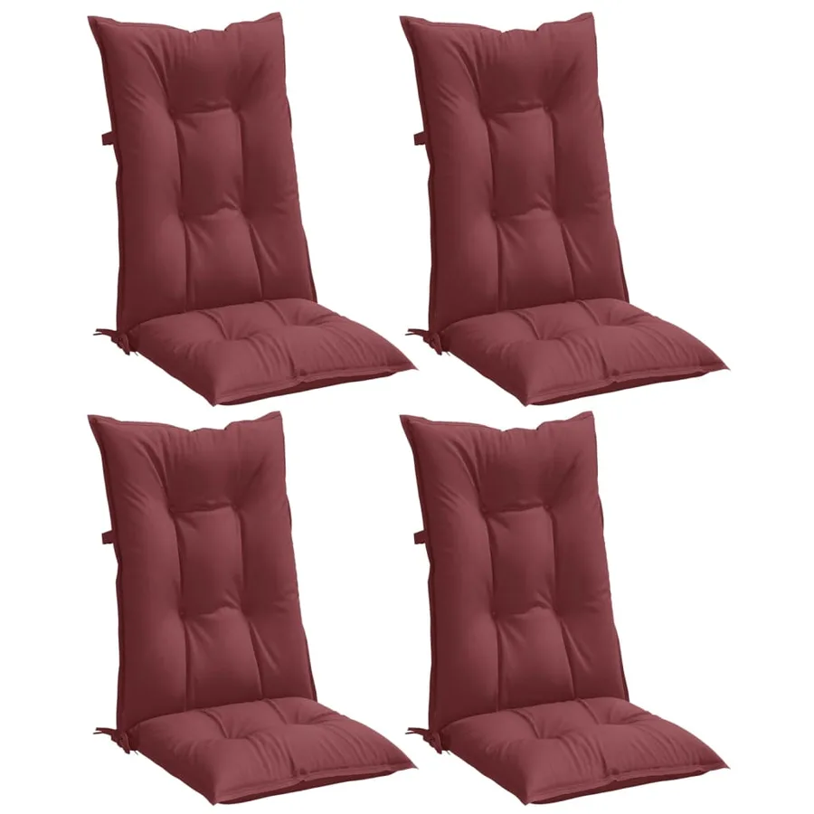 Coussins de chaise dossier haut lot de 4 rouge bordeaux mélangé - 4
