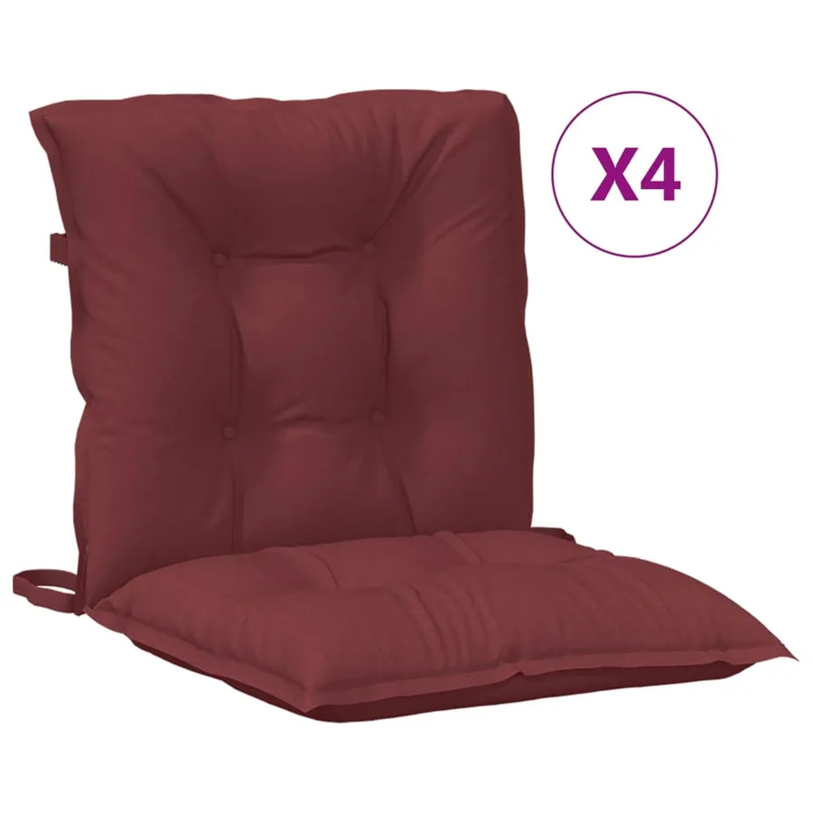 Coussins de chaise dossier bas lot de 4 rouge bordeaux mélangé - 2