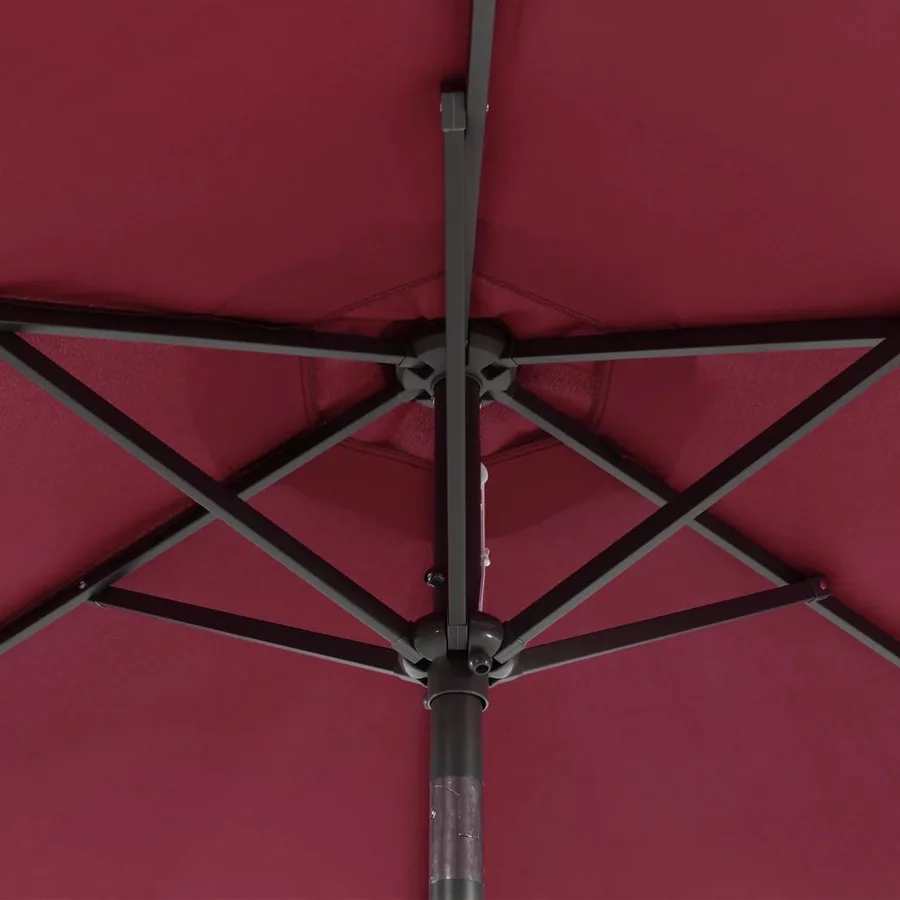 Parasol de jardin avec mât en acier bordeaux 225x225x212 cm - 10