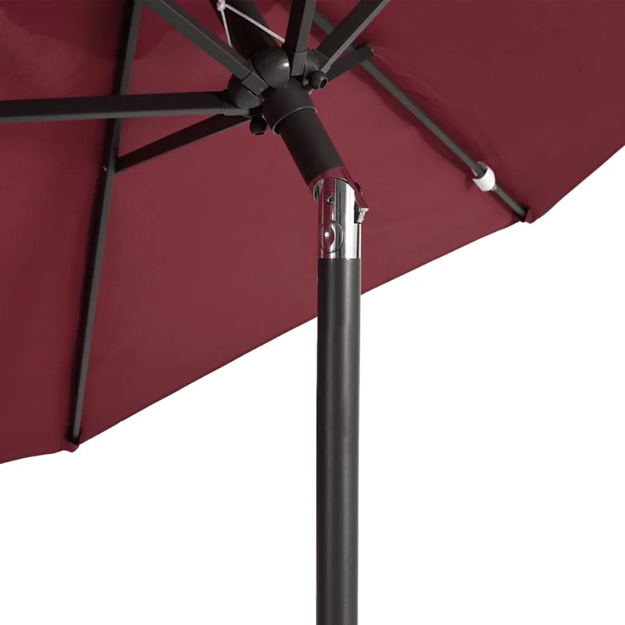 Parasol de jardin avec mât en acier bordeaux 225x225x212 cm - 7