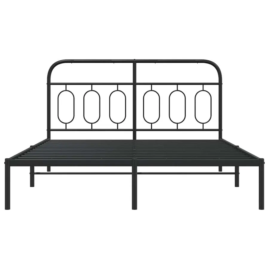 Cadre de lit métal sans matelas avec tête de lit noir 135x190cm - 4