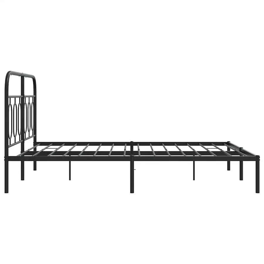 Cadre de lit métal sans matelas avec tête de lit noir 135x190cm - 5
