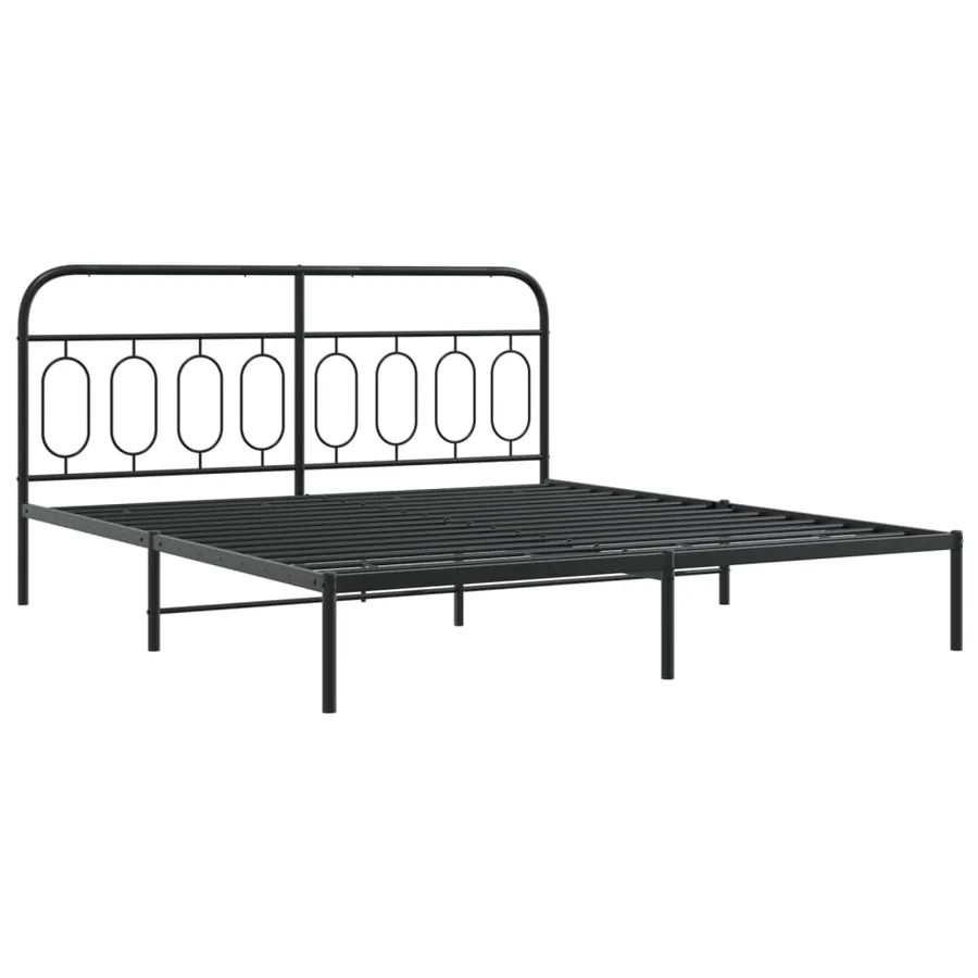 Cadre de lit métal sans matelas avec tête de lit noir 193x203cm - 3