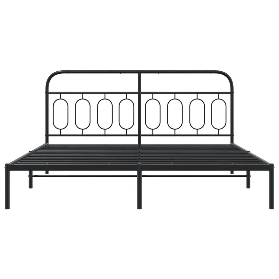 Cadre de lit métal sans matelas avec tête de lit noir 193x203cm - 4