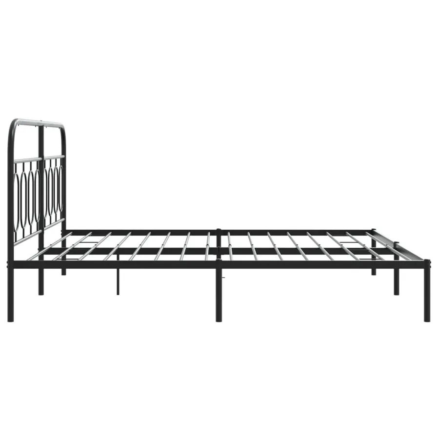 Cadre de lit métal sans matelas avec tête de lit noir 193x203cm - 5