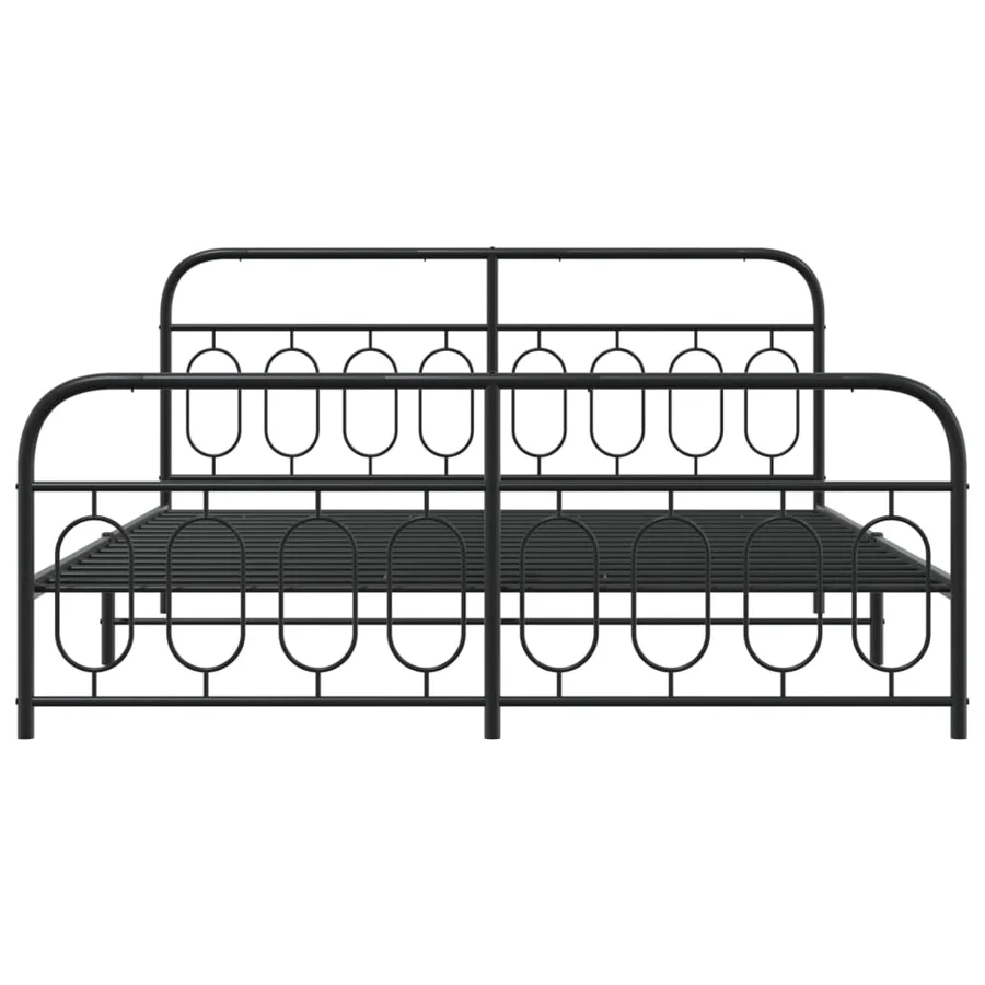 Cadre de lit métal sans matelas avec pied de lit noir 183x213cm - 4