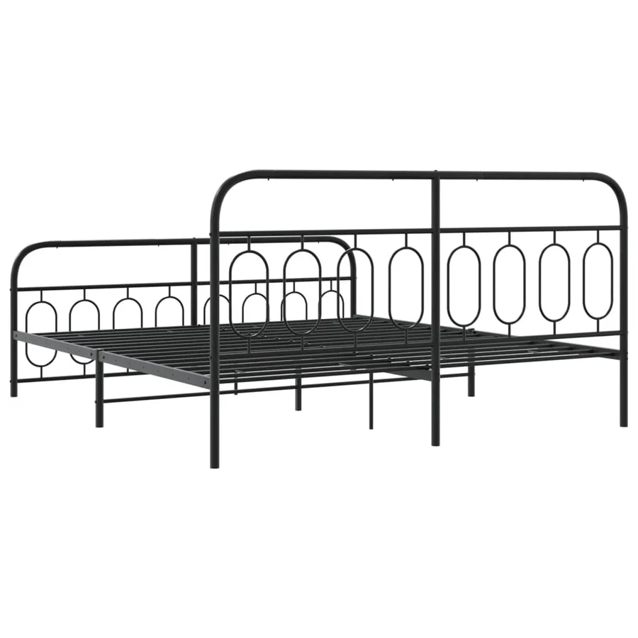 Cadre de lit métal sans matelas avec pied de lit noir 183x213cm - 6