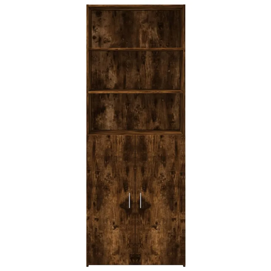 Buffet haut chêne fumé 70x42,5x185 cm bois d'ingénierie - 4