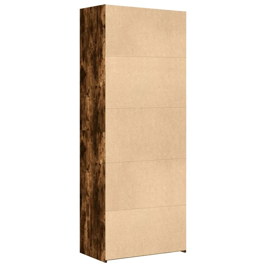Buffet haut chêne fumé 70x42,5x185 cm bois d'ingénierie - 6