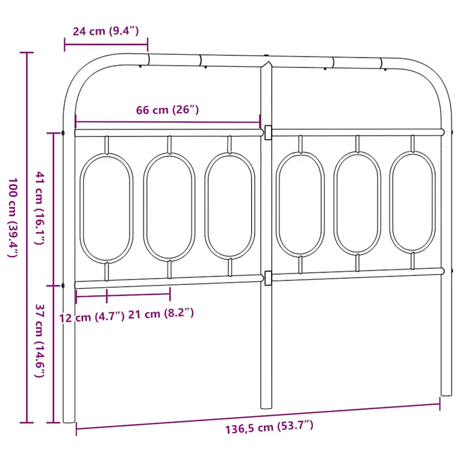 Tête de lit de remplacement métal noir 137 cm - 6