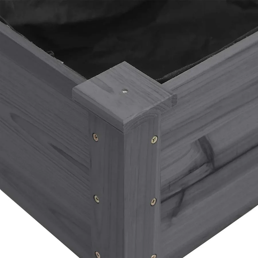 Jardinière avec doublure gris 118x59x76 cm bois massif de sapin - 7