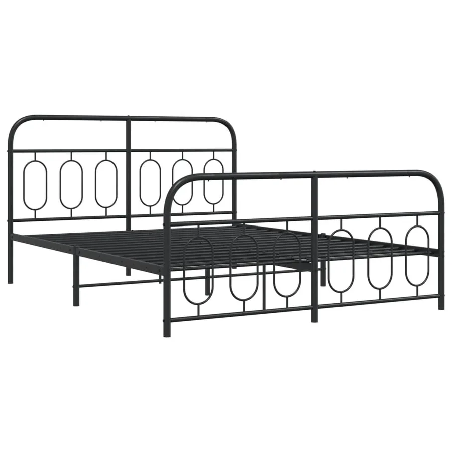 Cadre de lit métal sans matelas avec pied de lit noir 140x190cm - 3