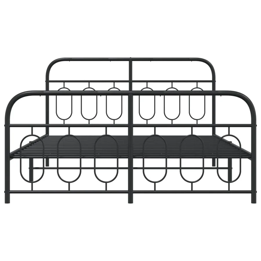 Cadre de lit métal sans matelas avec pied de lit noir 140x190cm - 4