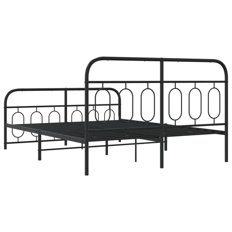 Cadre de lit métal sans matelas avec pied de lit noir 140x190cm - 6