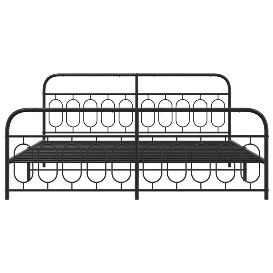 Cadre de lit métal sans matelas avec pied de lit noir 200x200cm - 4