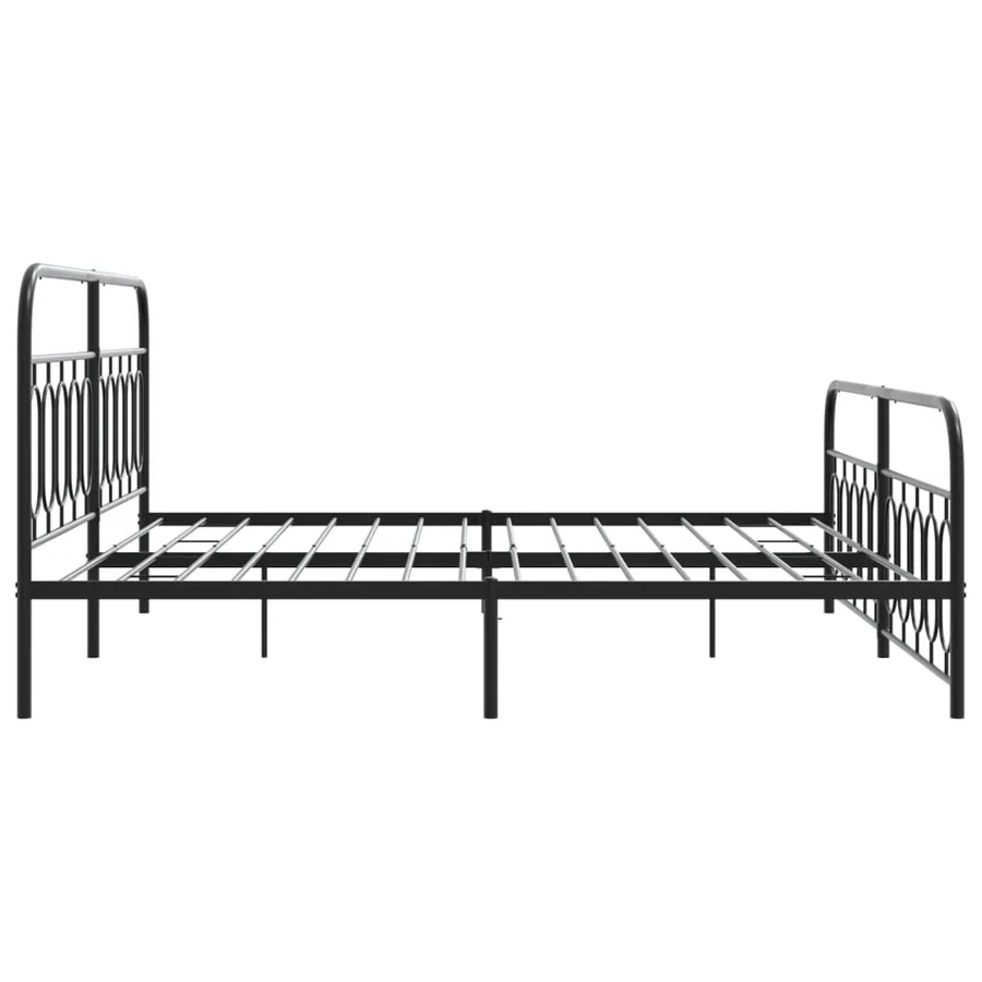 Cadre de lit métal sans matelas avec pied de lit noir 200x200cm - 5