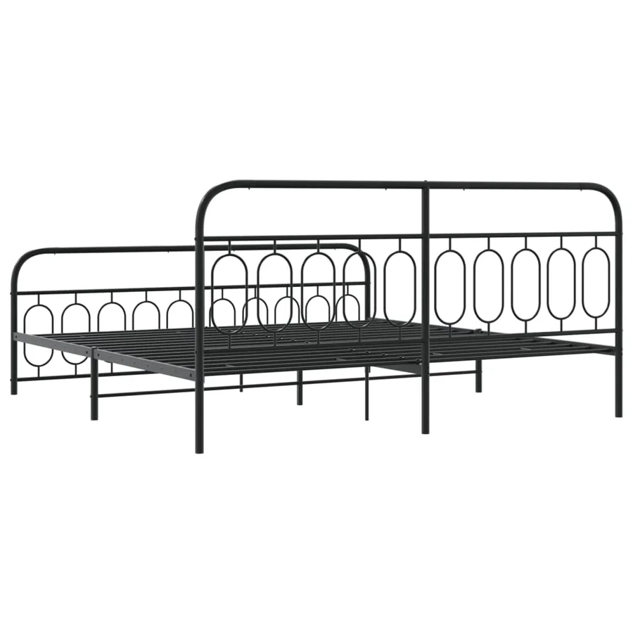Cadre de lit métal sans matelas avec pied de lit noir 200x200cm - 6