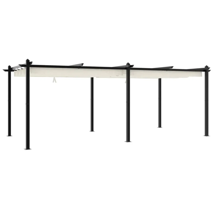 Tonnelle de jardin avec toit rétractable crème 3x6 m aluminium - 6