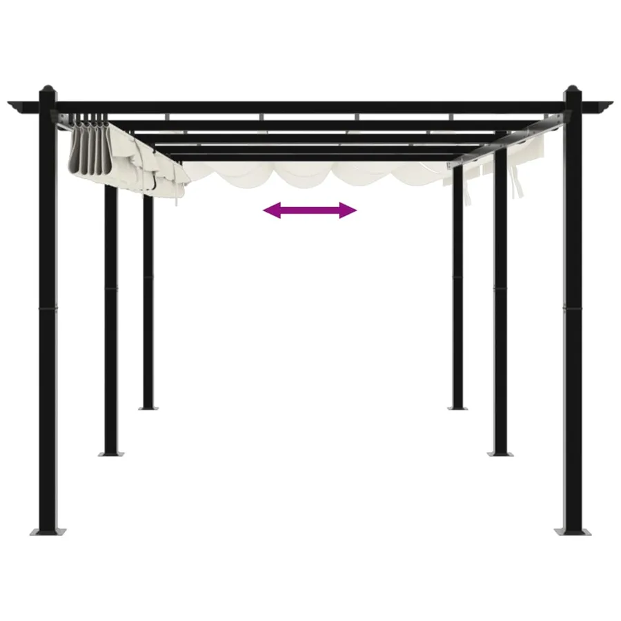 Tonnelle de jardin avec toit rétractable crème 3x6 m aluminium - 7