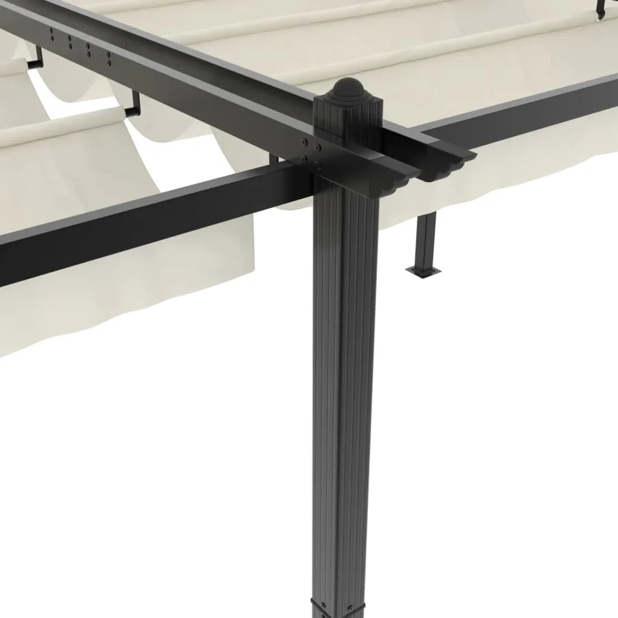 Tonnelle de jardin avec toit rétractable crème 3x6 m aluminium - 8