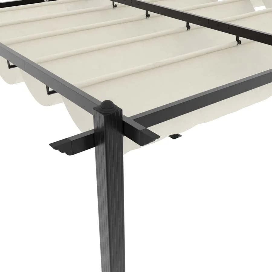 Tonnelle de jardin avec toit rétractable crème 3x6 m aluminium - 9