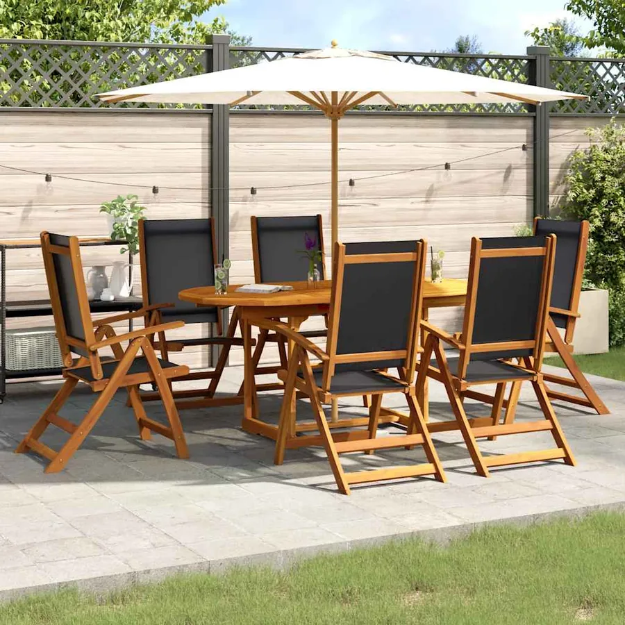 Ensemble à Manger de jardin 7pcs bois d'acacia solide textilène