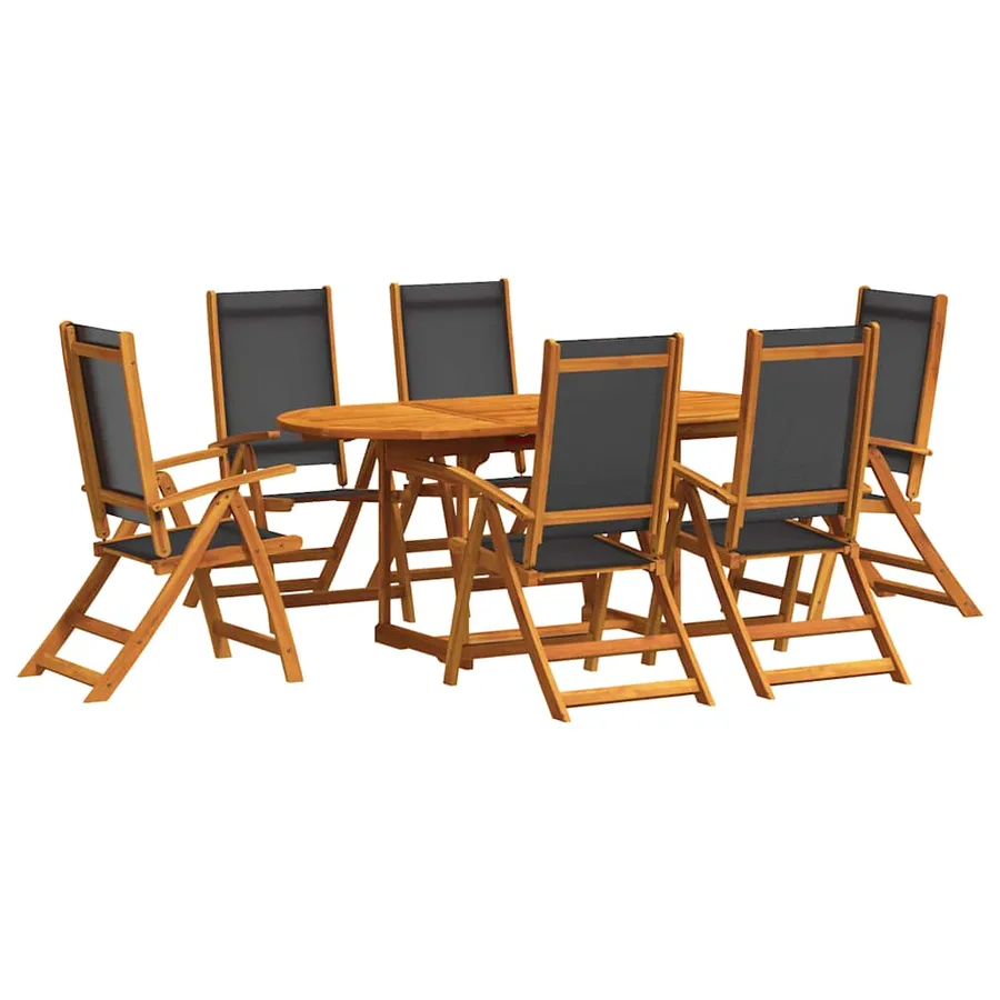 Ensemble à Manger de jardin 7pcs bois d'acacia solide textilène - 2
