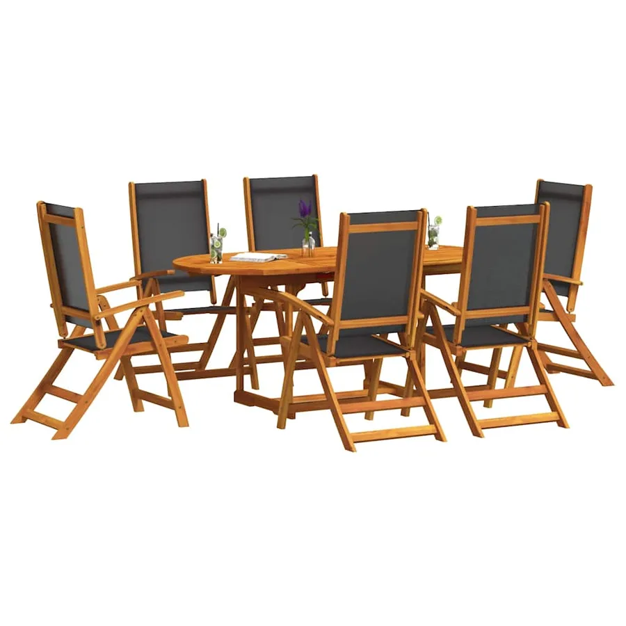 Ensemble à Manger de jardin 7pcs bois d'acacia solide textilène - 3