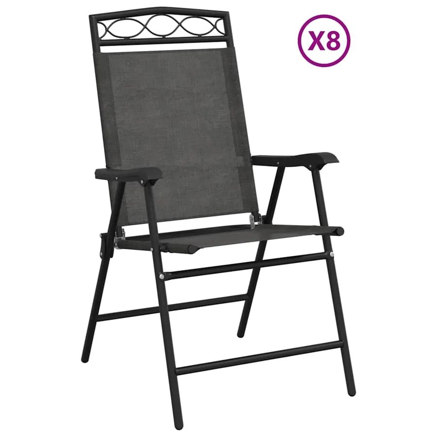 Chaises de jardin pliables lot de 8 en acier et textilène - 2