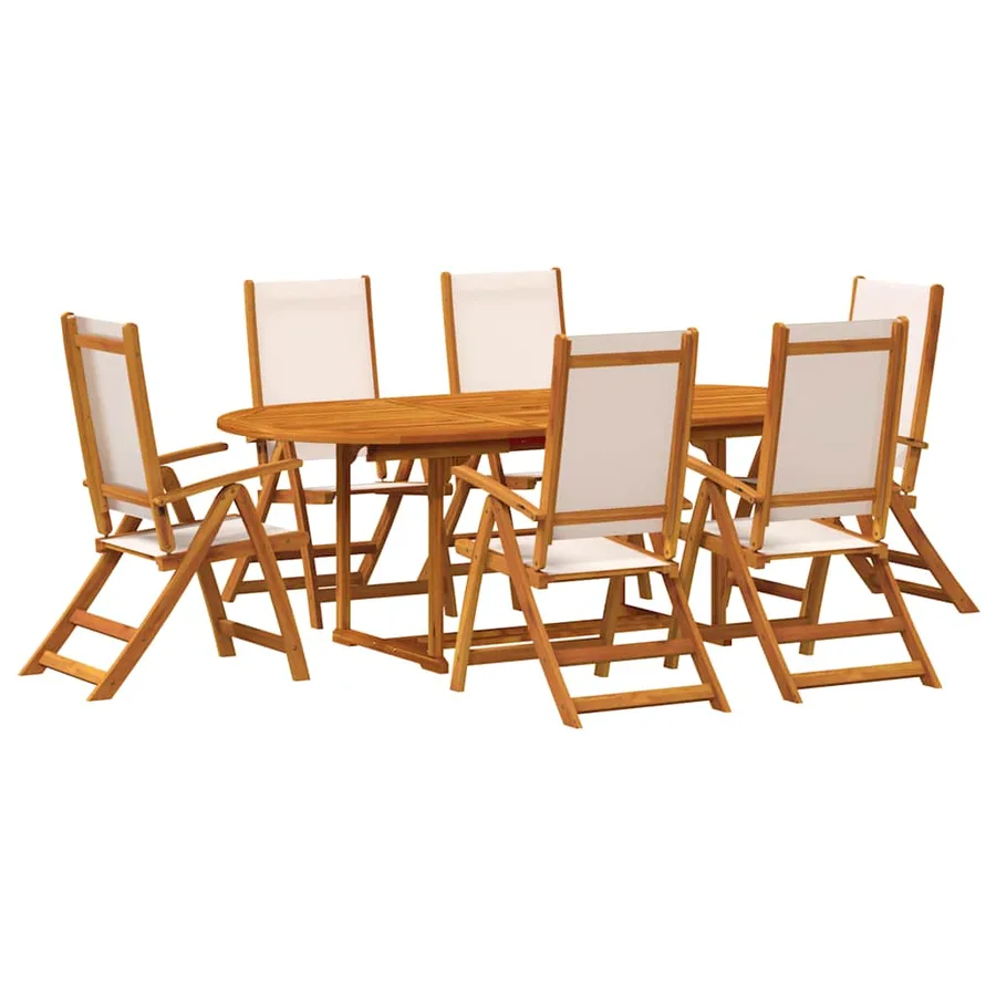 Ensemble à Manger de jardin 7pcs bois d'acacia solide textilène - 2
