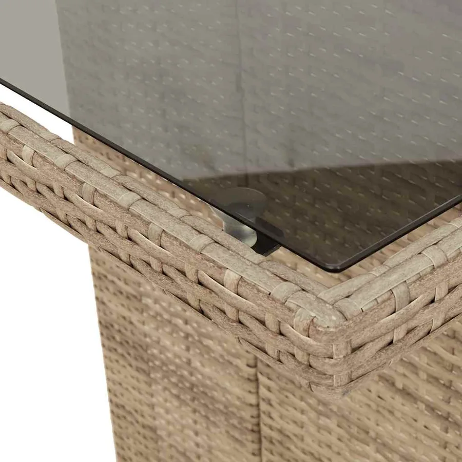 Ensemble de bistro de jardin 9 pcs coussins beige poly rotin - 6
