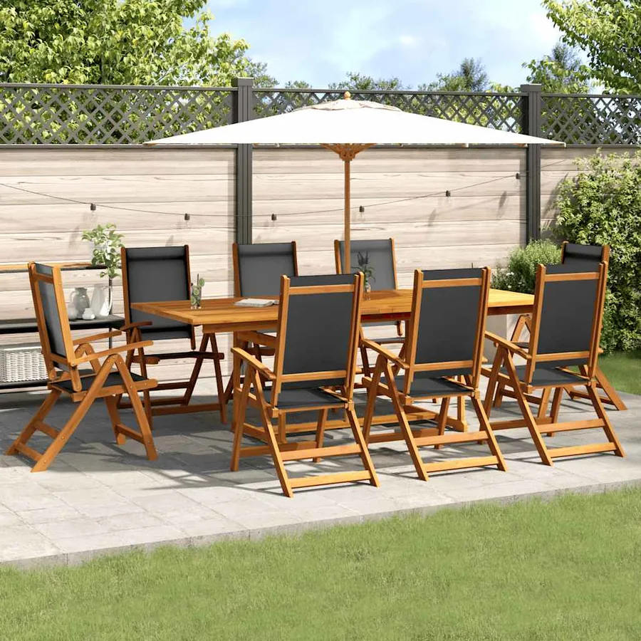 Ensemble à manger de jardin 9pcs bois d'acacia solide textilène