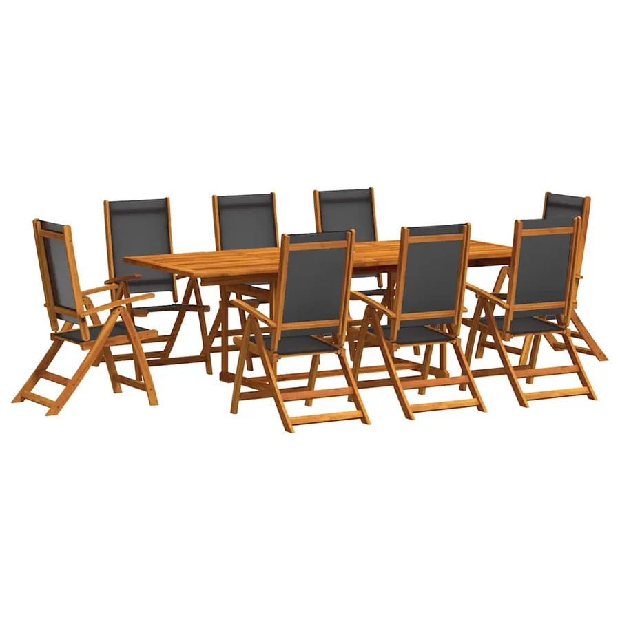 Ensemble à manger de jardin 9pcs bois d'acacia solide textilène - 2