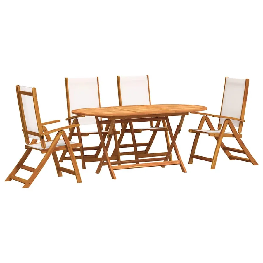 Ensemble à manger de jardin 5pcs bois d'acacia solide textilène - 2