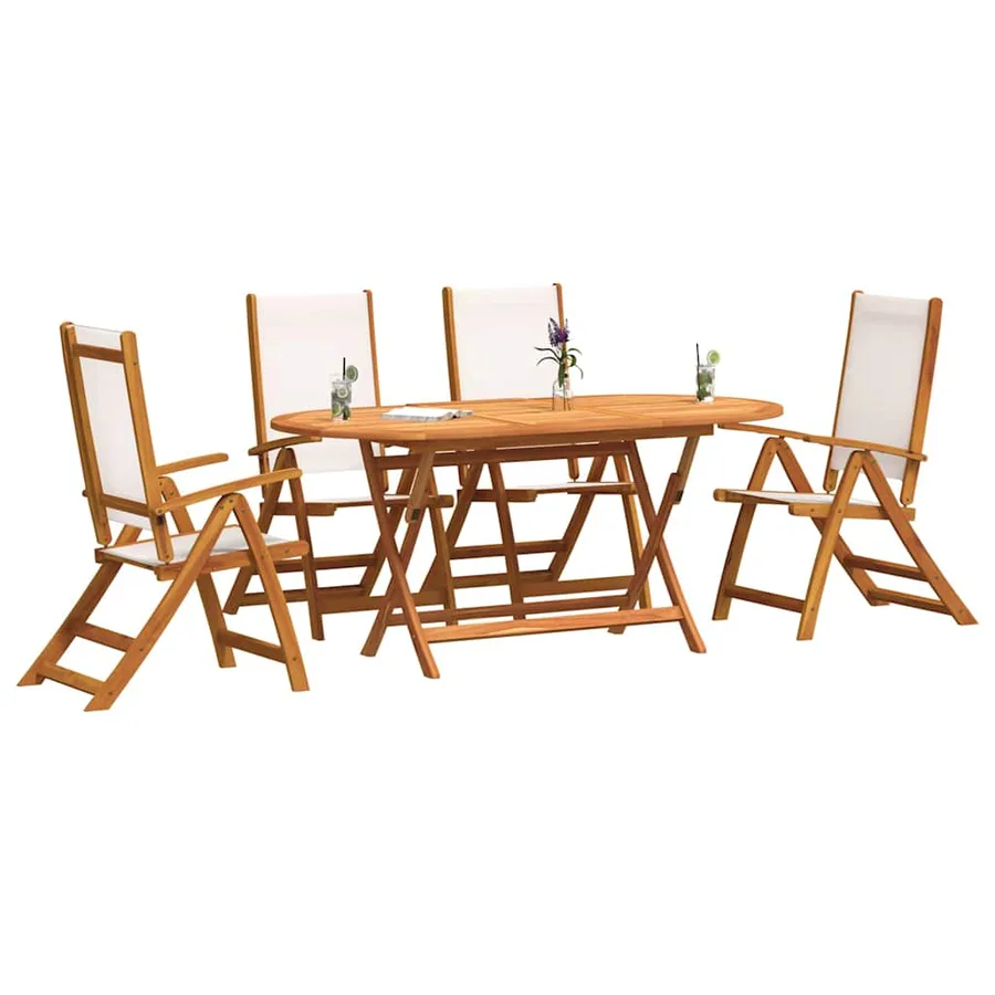 Ensemble à manger de jardin 5pcs bois d'acacia solide textilène - 5