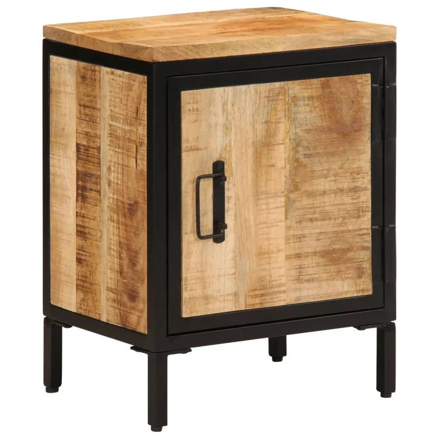 Table de chevet 40x30x52,5 cm bois de manguier massif brut - 14