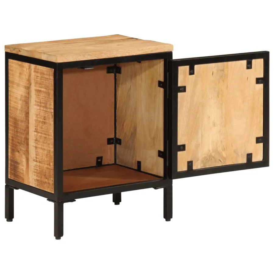 Table de chevet 40x30x52,5 cm bois de manguier massif brut - 2