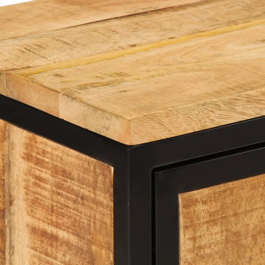 Table de chevet 40x30x52,5 cm bois de manguier massif brut - 6