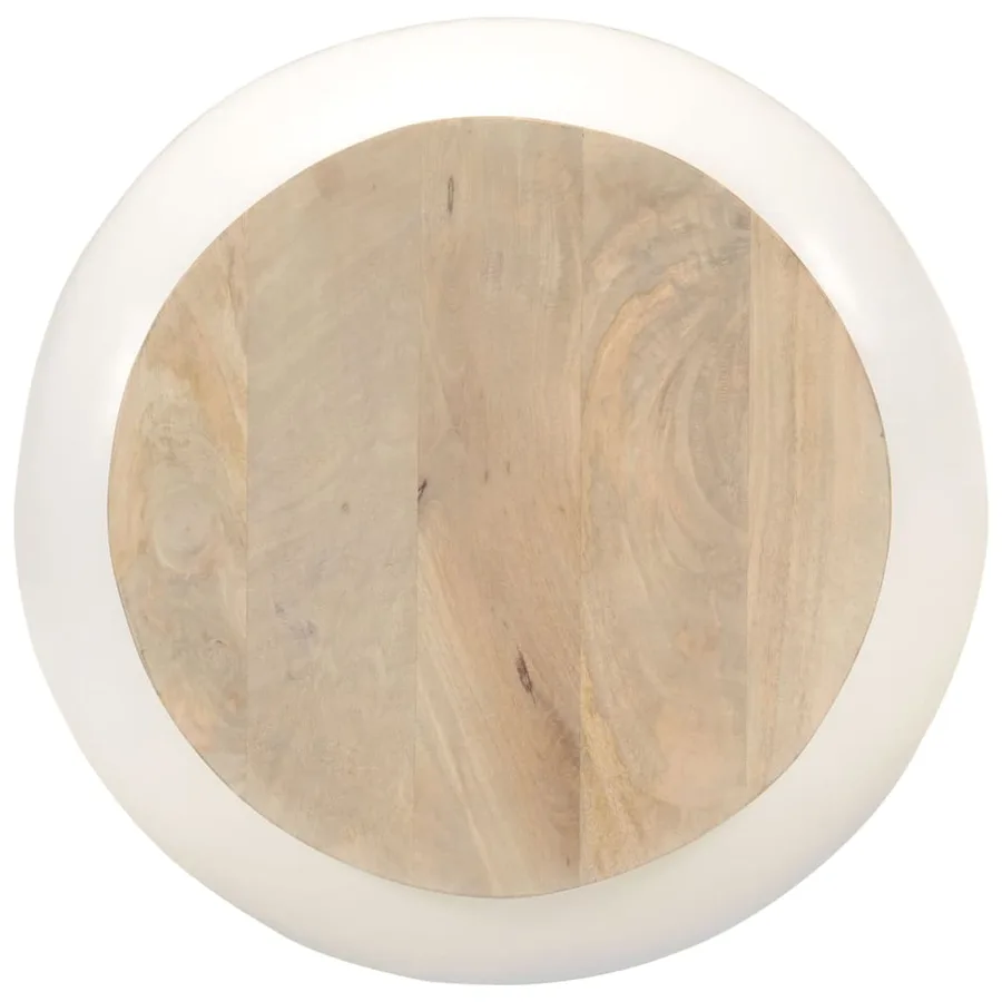 Table basse blanc 51x51x27 cm bois de manguier massif - 3