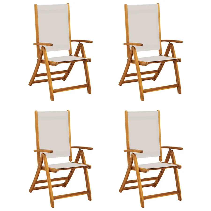 Chaises pliables de jardin lot de 4 bois d'acacia et textilène - 2