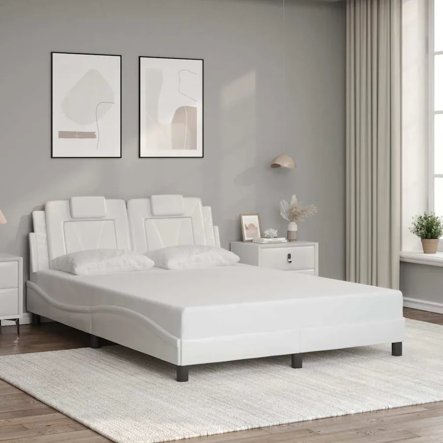 Cadre de lit Viana sans matelas blanc 140x200 cm similicuir