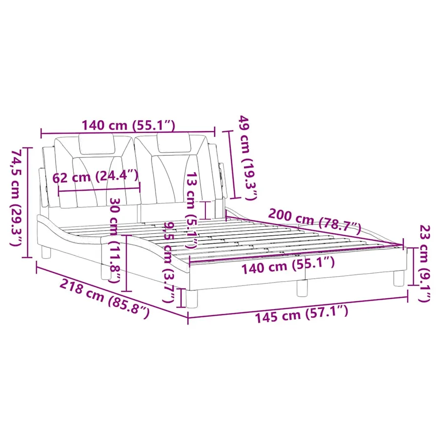 Cadre de lit Viana sans matelas blanc 140x200 cm similicuir - 12