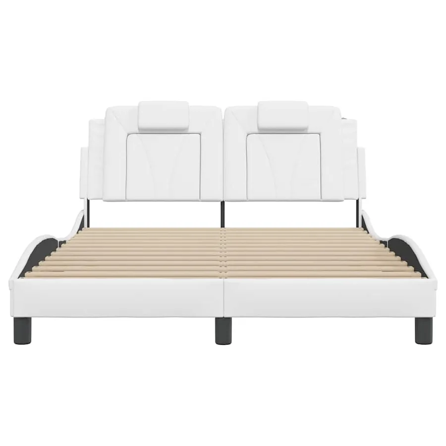 Cadre de lit Viana sans matelas blanc 140x200 cm similicuir - 4